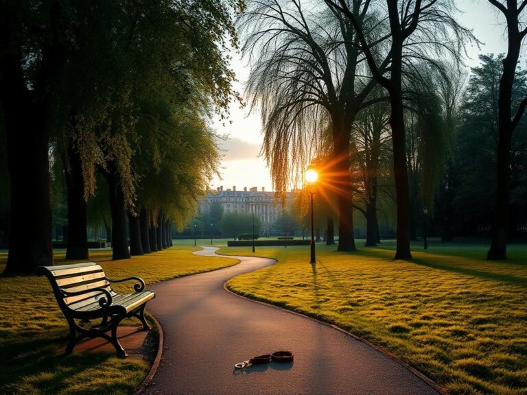 Flick International Serene London park scene with lush green trees and a winding path