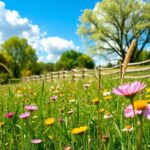 Flick International Serene outdoor scene during peak allergy season with blooming landscape and visible pollen