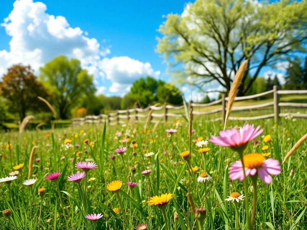 Flick International Serene outdoor scene during peak allergy season with blooming landscape and visible pollen