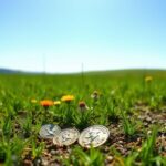 Flick International A handful of ancient Roman coins partially buried in lush Romanian soil