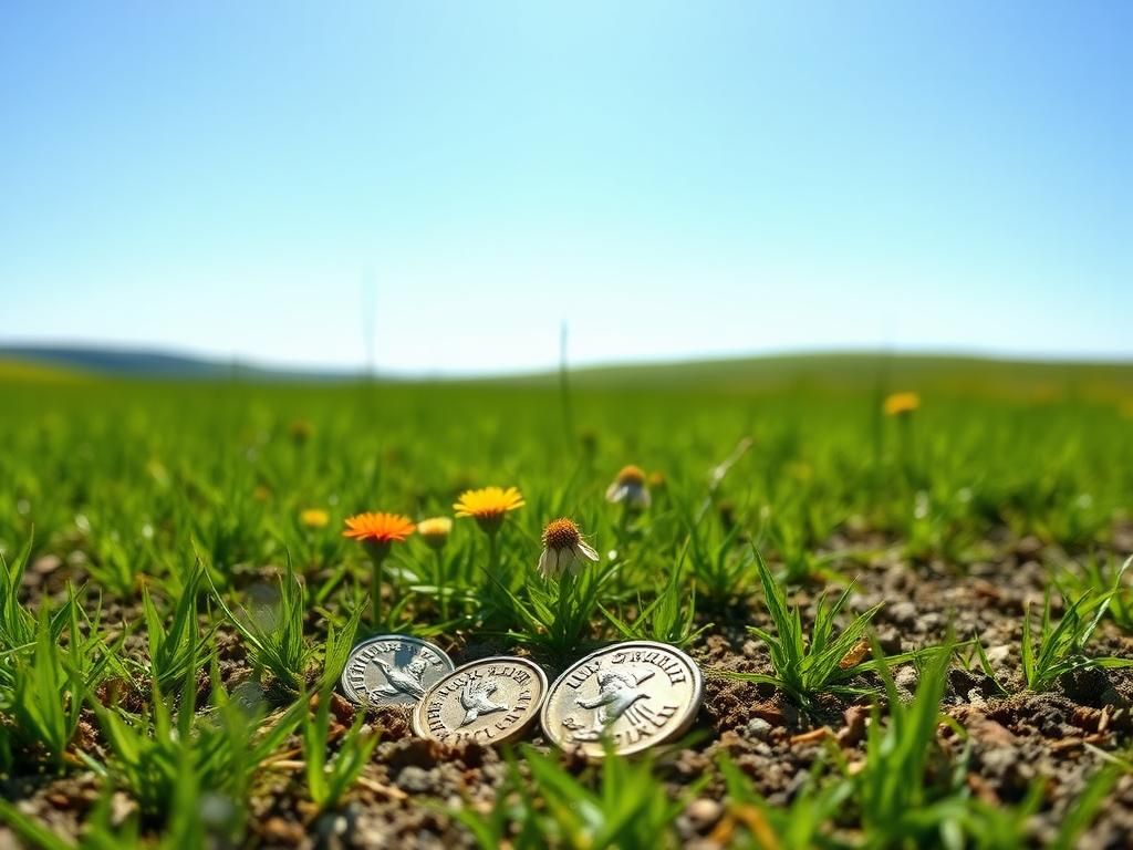 Flick International A handful of ancient Roman coins partially buried in lush Romanian soil