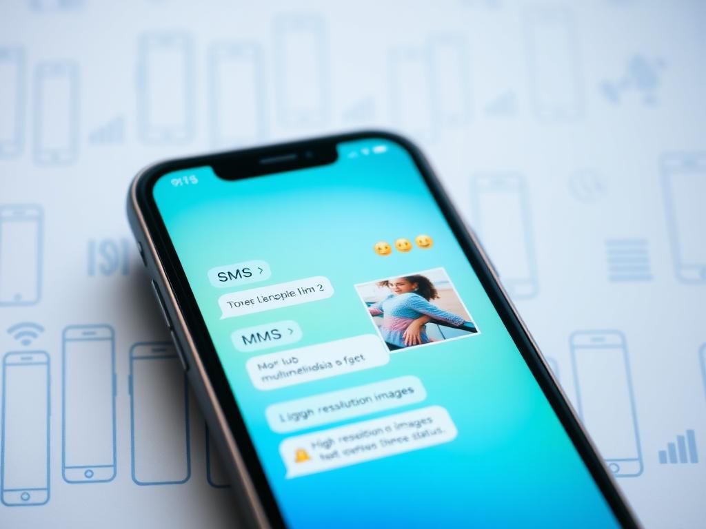 Flick International Close-up view of a smartphone displaying SMS, MMS, and RCS messaging app interfaces