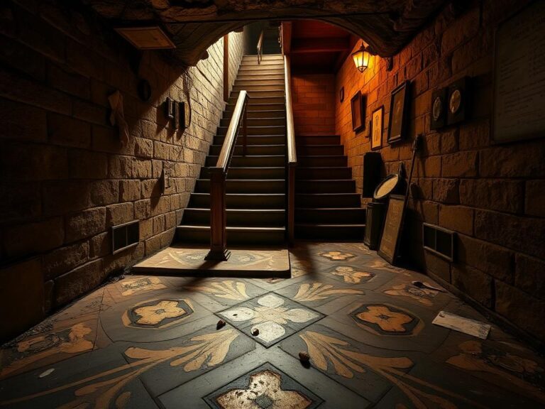 Flick International A dimly lit underground passageway beneath the U.S. Capitol showcasing a dusty staircase.