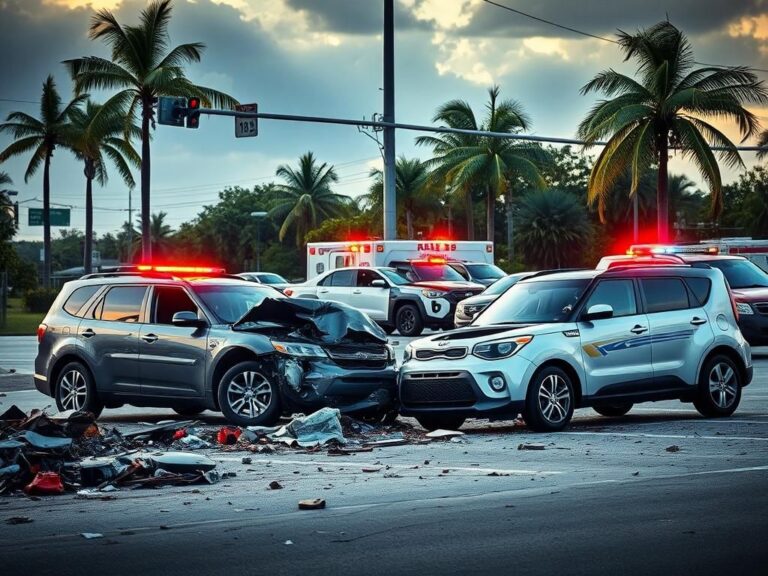Flick International Wreckage of a car crash involving a Dodge Durango and Kia Soul in Largo, Florida