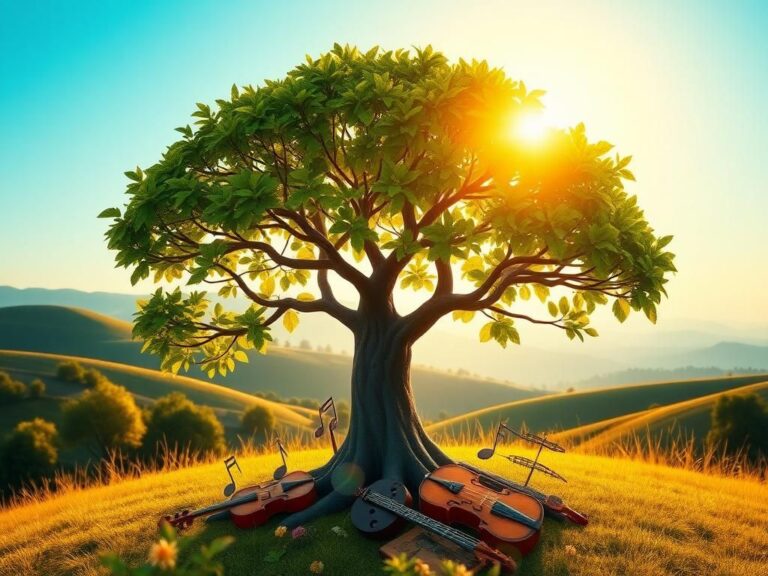 Flick International Serene landscape of a family tree symbolizing growth and healing