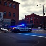 Flick International Chaotic urban scene in Worcester, Massachusetts during ICE arrest