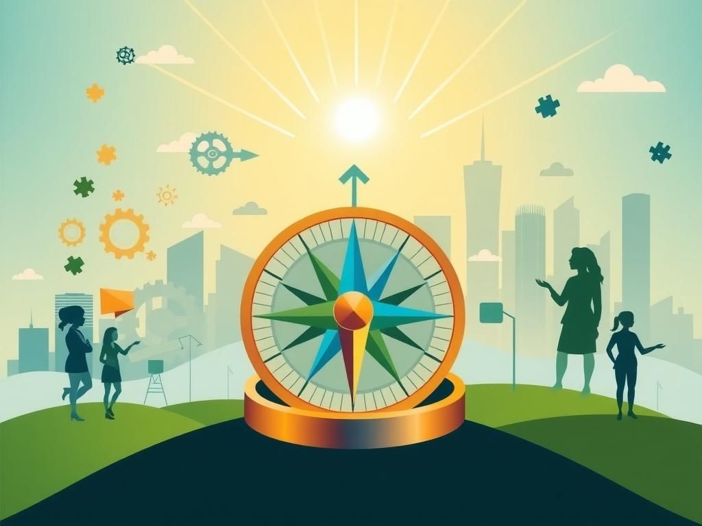 Flick International Vibrant compass symbolizing progress and forward-thinking ideals in political landscape