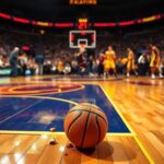 Flick International Intense basketball scene between Cavaliers and Pacers during playoff game