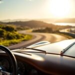 Flick International A sleek 1954 Jaguar parked on a coastal road, symbolizing family bonds and passion for racing