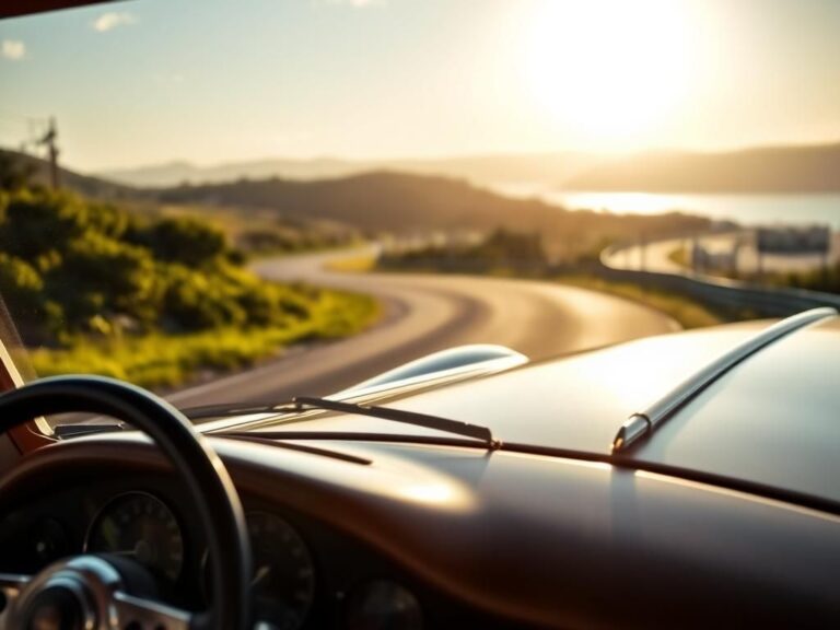 Flick International A sleek 1954 Jaguar parked on a coastal road, symbolizing family bonds and passion for racing