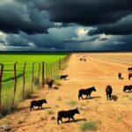 Flick International Barren landscape at the southern U.S. border with a rusted fence and absent livestock