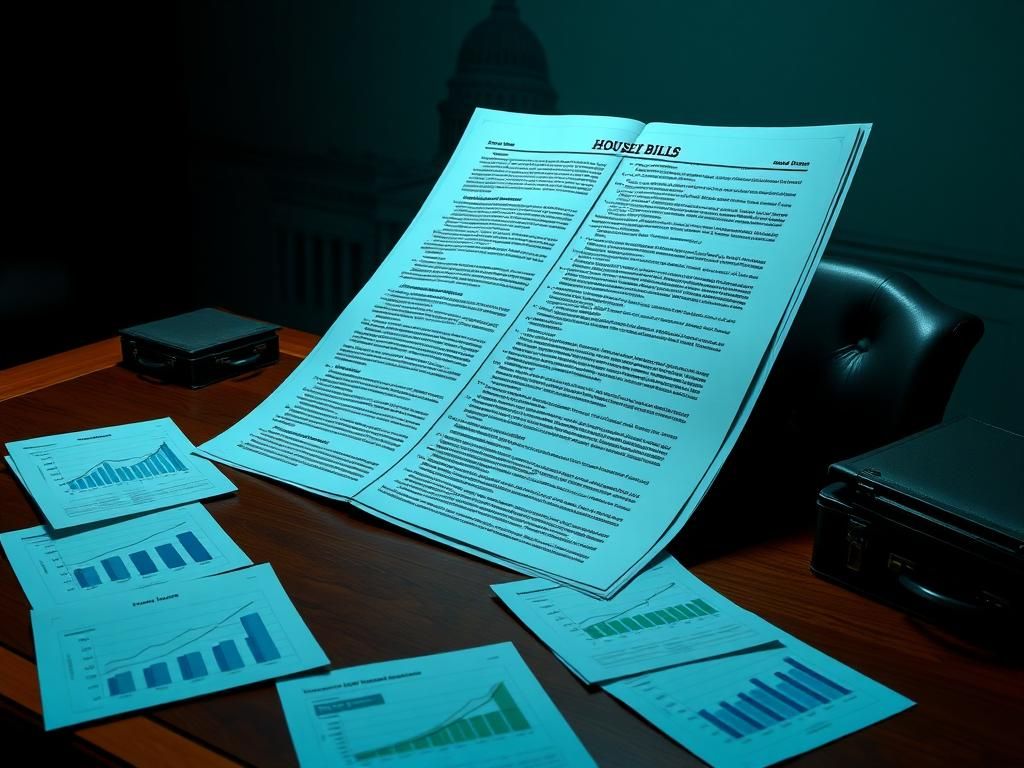 Flick International Large, intricate political bill displayed on a polished wooden desk