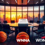 Flick International High-stakes negotiation table in a modern conference room for WNBA collective bargaining