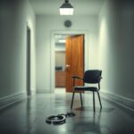 Flick International Abandoned handcuffs on a courthouse floor symbolizing confinement