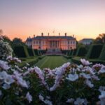 Flick International A serene royal garden at dusk symbolizing Kate Middleton's elegance and adaptability