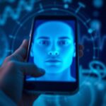 Flick International Close-up view of a smartphone displaying a blurred face representing the AI tool FaceAge.