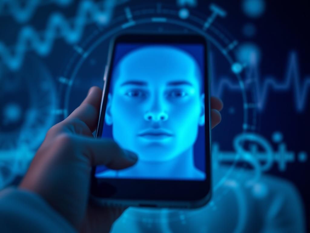 Flick International Close-up view of a smartphone displaying a blurred face representing the AI tool FaceAge.