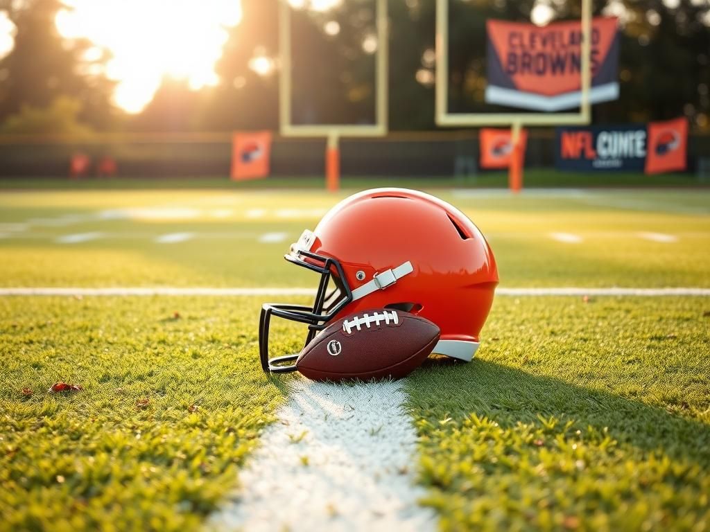 Flick International Vibrant football field with quarterback helmet during practice