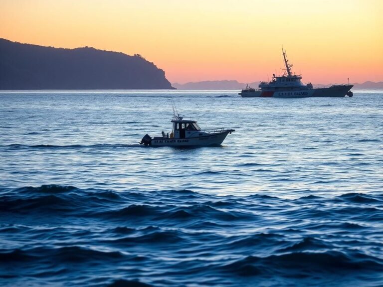Flick International Dawn scene with a cabin-style boat off the coast of San Diego