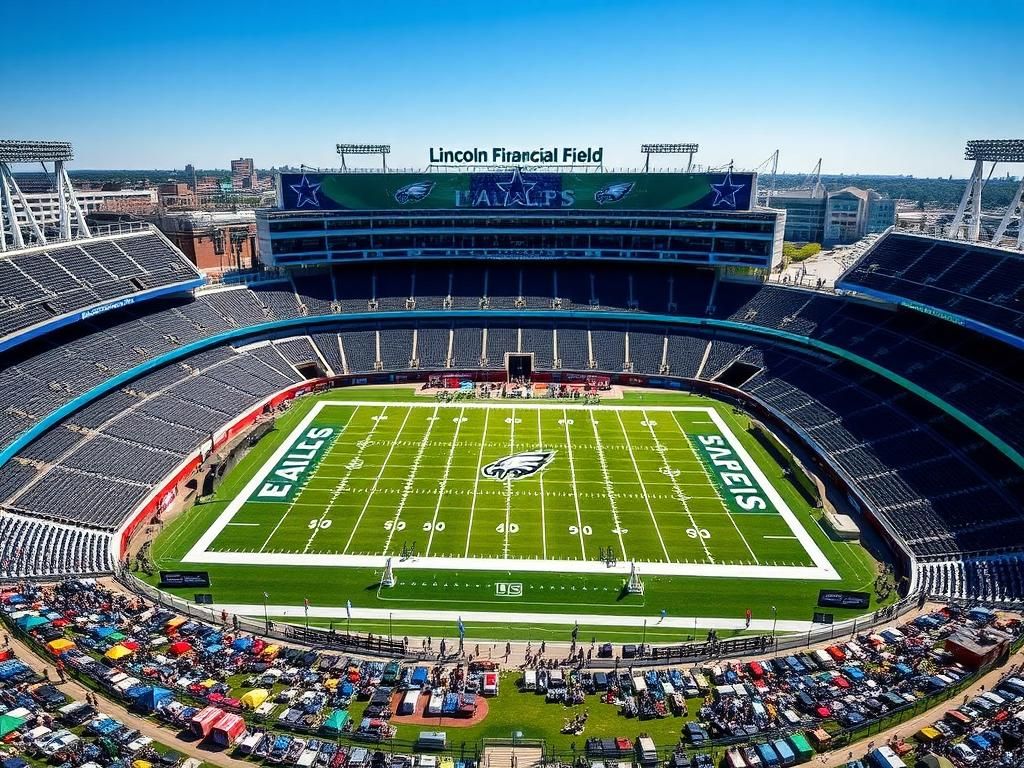 Flick International Aerial view of Lincoln Financial Field showcasing Eagles vs Cowboys NFL matchup
