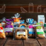 Flick International Close-up view of gluten-free baked goods in vacuum-sealed bags with allergen warnings