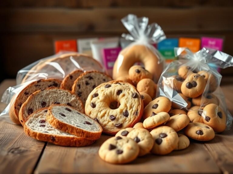 Flick International A serene still life of various gluten-free baked goods on a rustic wooden table