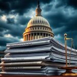 Flick International Close-up view of the U.S. Capitol building with stormy skies, symbolizing political tension.