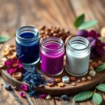 Flick International A colorful arrangement of three natural food dyes derived from algae and flowers