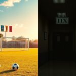 Flick International Split image showcasing contrasting themes of gender identity in sports and education