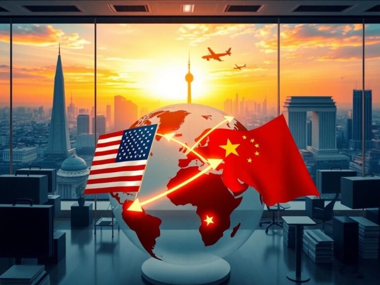 Flick International A bustling trade office scene showcasing U.S. and China trade dynamics