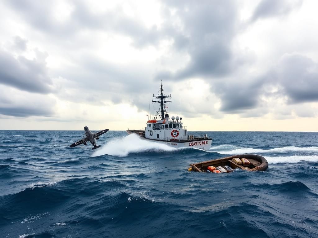 Flick International Coast Guard Cutter Kimball conducting a drug smuggling arrest in open ocean