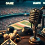 Flick International Close-up of vintage radio broadcasting equipment with Yankees memorabilia