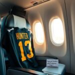 Flick International Airplane interior with Jacksonville Jaguars jersey and window-side seat