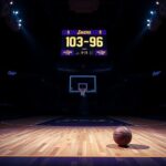 Flick International Abandoned basketball on a dimly lit Lakers court, symbolizing missed opportunities
