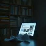 Flick International A dimly lit room with a digital device showing controversial social media posts and a crumpled police notice representing free speech tensions