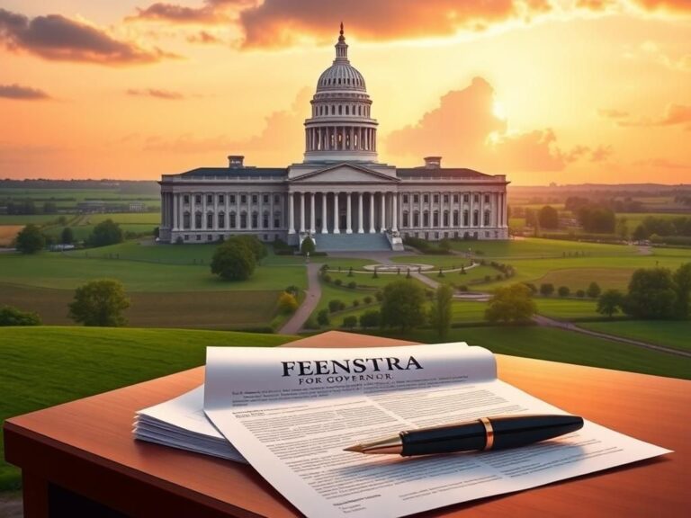 Flick International Aimed at Iowa governor Feenstra's campaign with state capitol backdrop