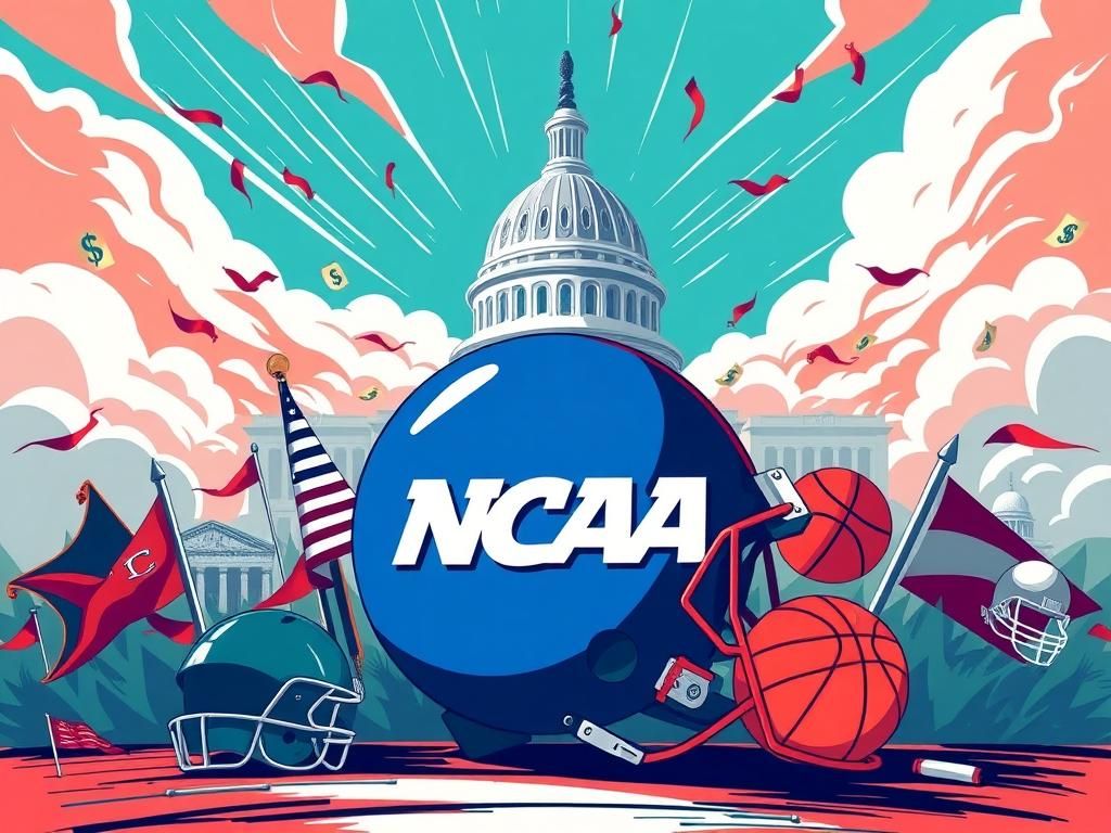 Flick International Stylized NCAA logo surrounded by college sports symbols
