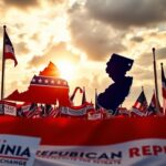 Flick International Political landscape showcasing Republican Party flags and campaign materials in Virginia and New Jersey
