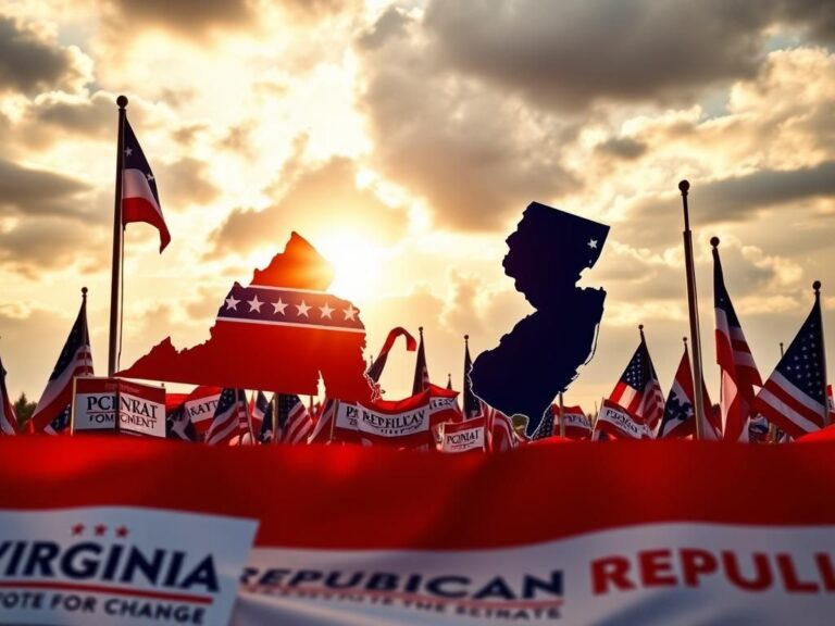 Flick International Political landscape showcasing Republican Party flags and campaign materials in Virginia and New Jersey