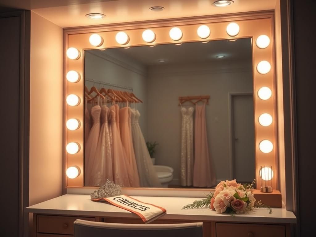 Flick International Serene backstage scene at a beauty pageant showing an elegantly decorated dressing room.