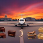Flick International Luxurious private jet gift from Qatar on pristine tarmac with White House silhouettes