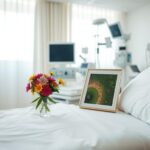 Flick International Hospital room with hospital bed and flowers symbolizing recovery