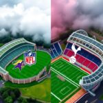 Flick International Aerial view of Croke Park in Dublin and Tottenham Hotspur Stadium in London