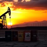 Flick International A desolate oil rig at sunset representing oil trade tensions in the Middle East