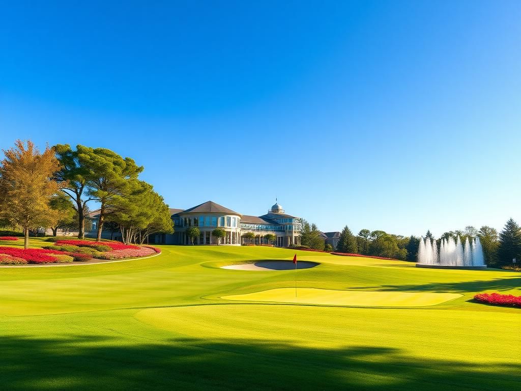 Flick International A vibrant view of the Quail Hollow Club golf course during a sunny day