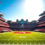 Flick International Vibrant scene of the University of Alabama football stadium during a celebration