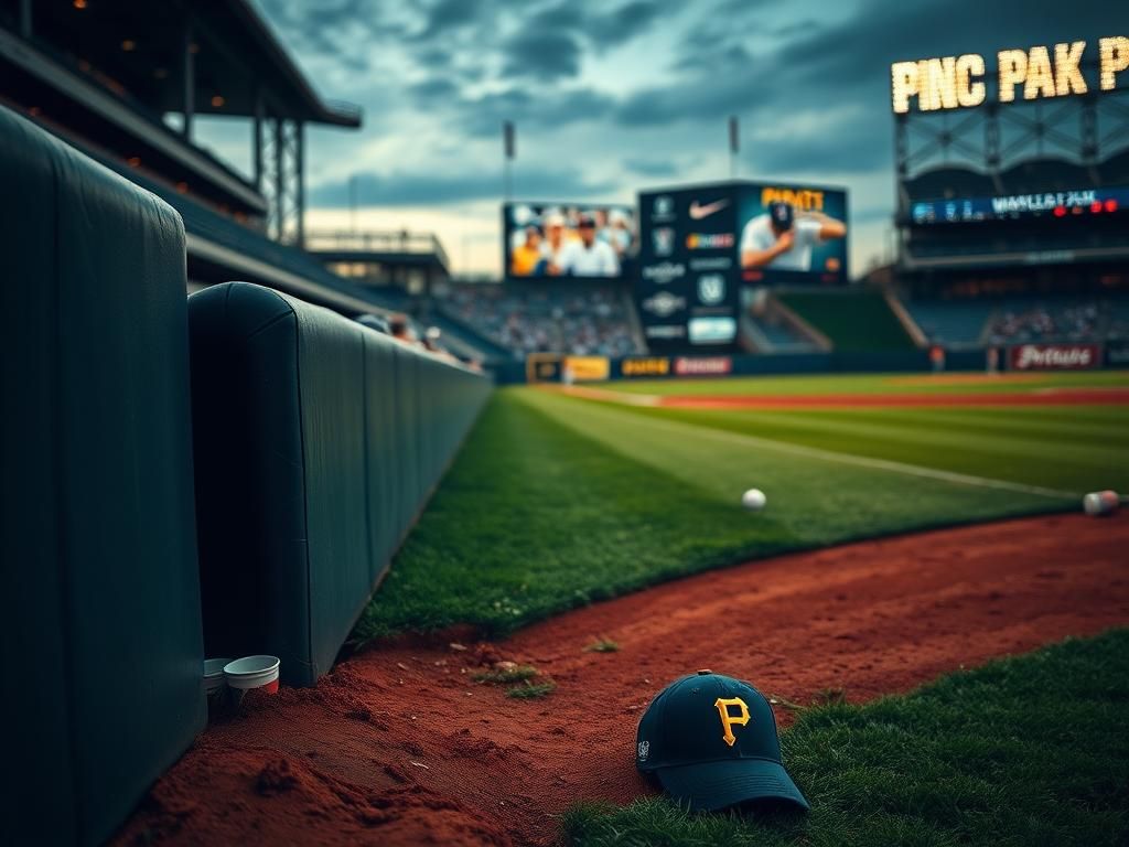Flick International Fan identified as Kavan Markwood falling over the right field wall at PNC Park during a Pirates game