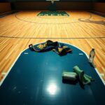 Flick International Basketball court scene showcasing the aftermath of a confrontation between Tyrese Haliburton's father and Giannis Antetokounmpo