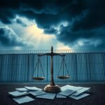 Flick International A symbolic representation of immigration challenges featuring a border wall and legal documents.