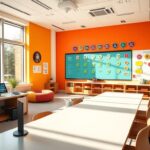 Flick International Modern classroom with advanced AI technology and interactive learning tools